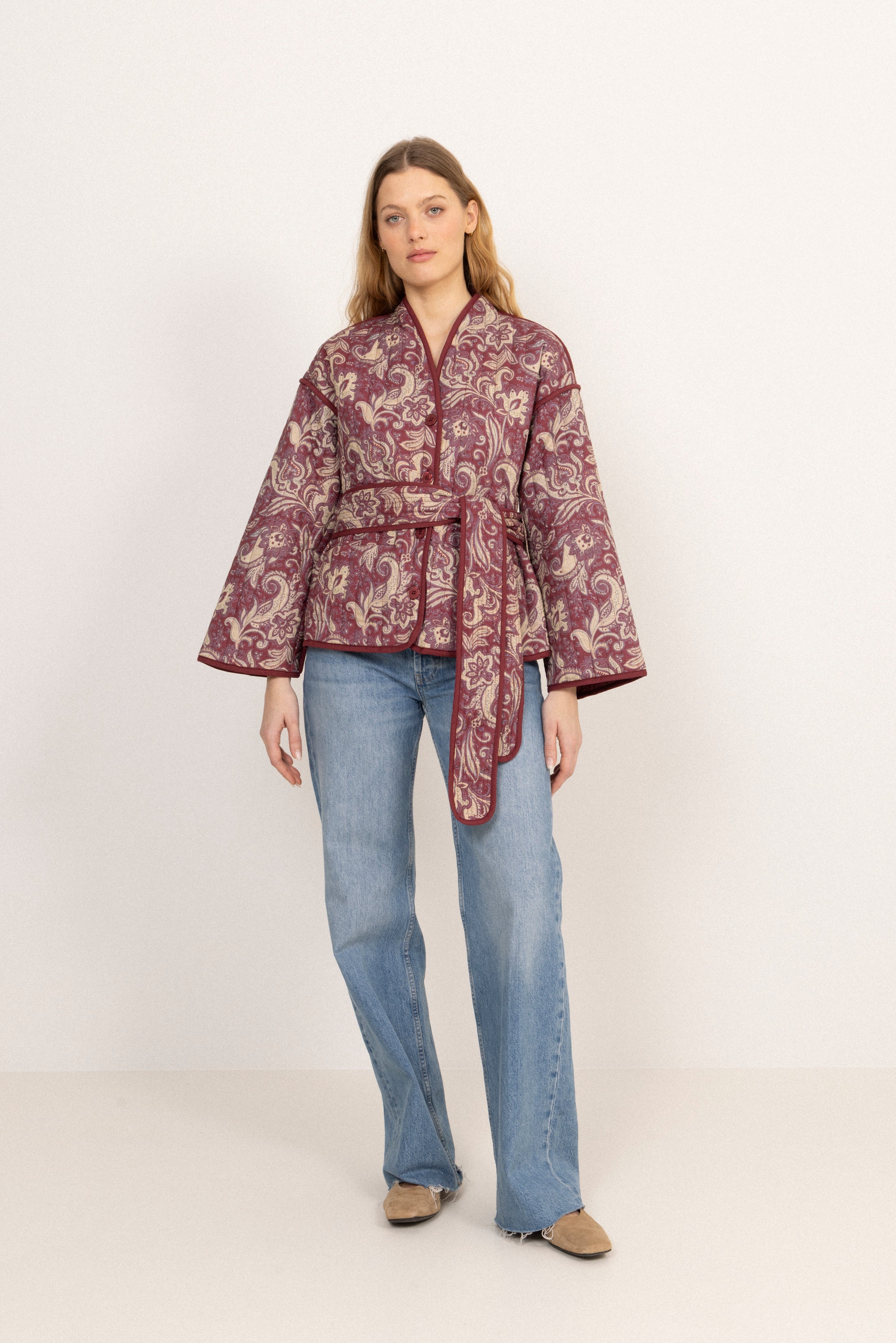 Una Quilted Jacket - Wine Paisley