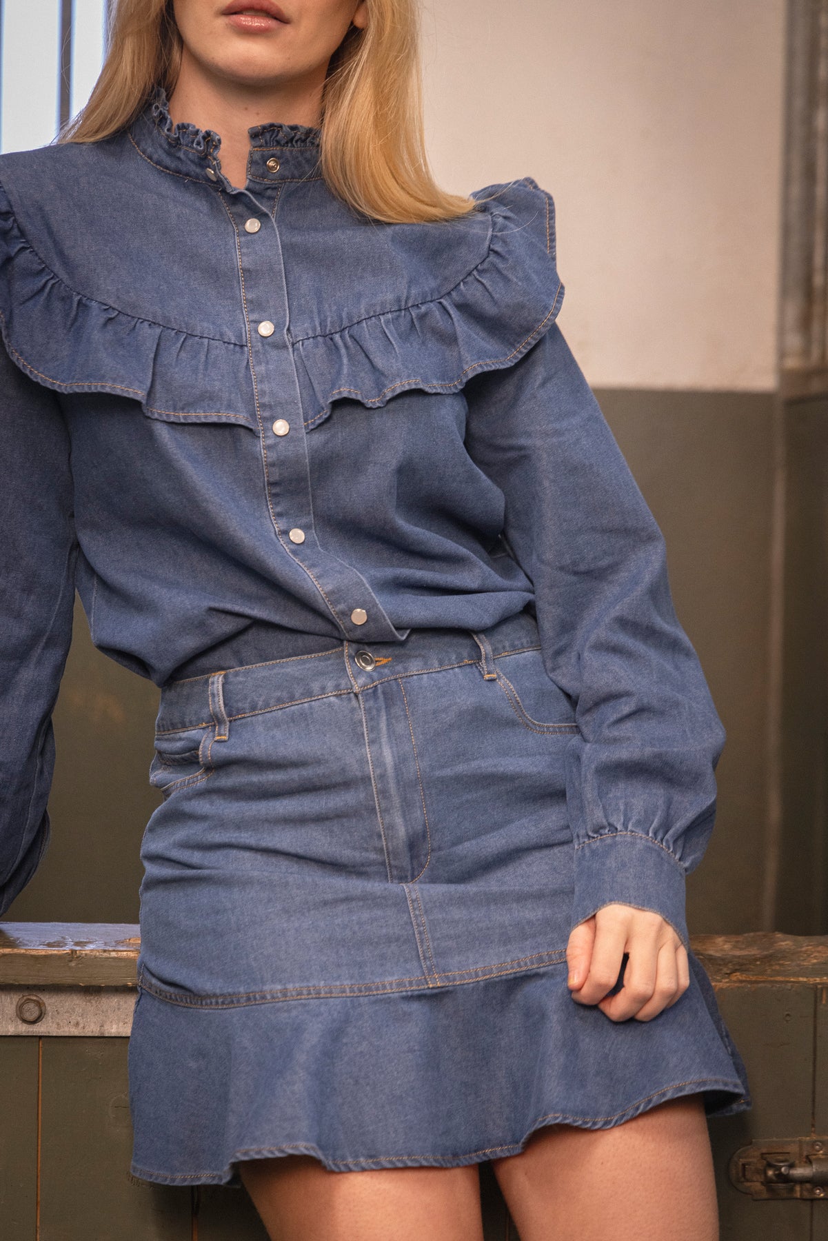 Ragda Denim Skirt - Blue