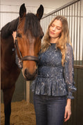 Rira Smock Chiffon Blouse - Blue Paisley