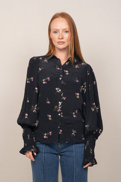 Sibba Crepe Blouse - Navy Small Flower