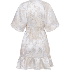 Svanhild Brocade Dress - White Silver