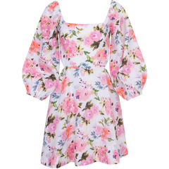 Eva Linen Dress - Pink Peony