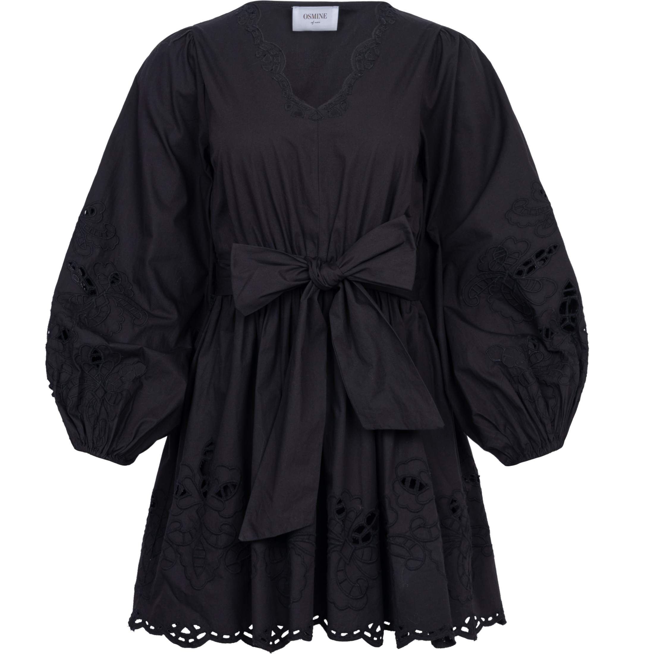 Frida Eyelet Poplin Dress - Black