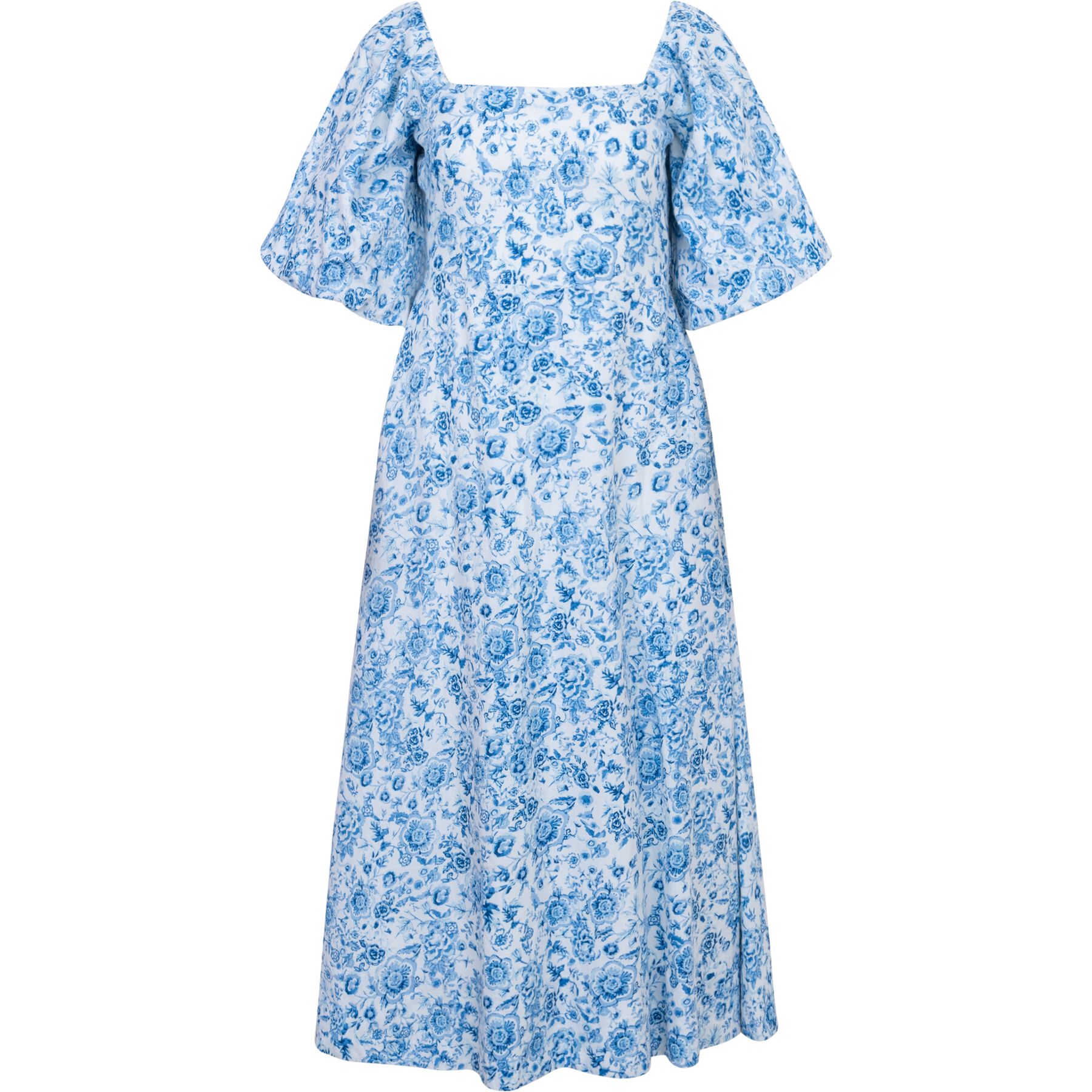 Eva Linen Midi Dress - Blue Glaze
