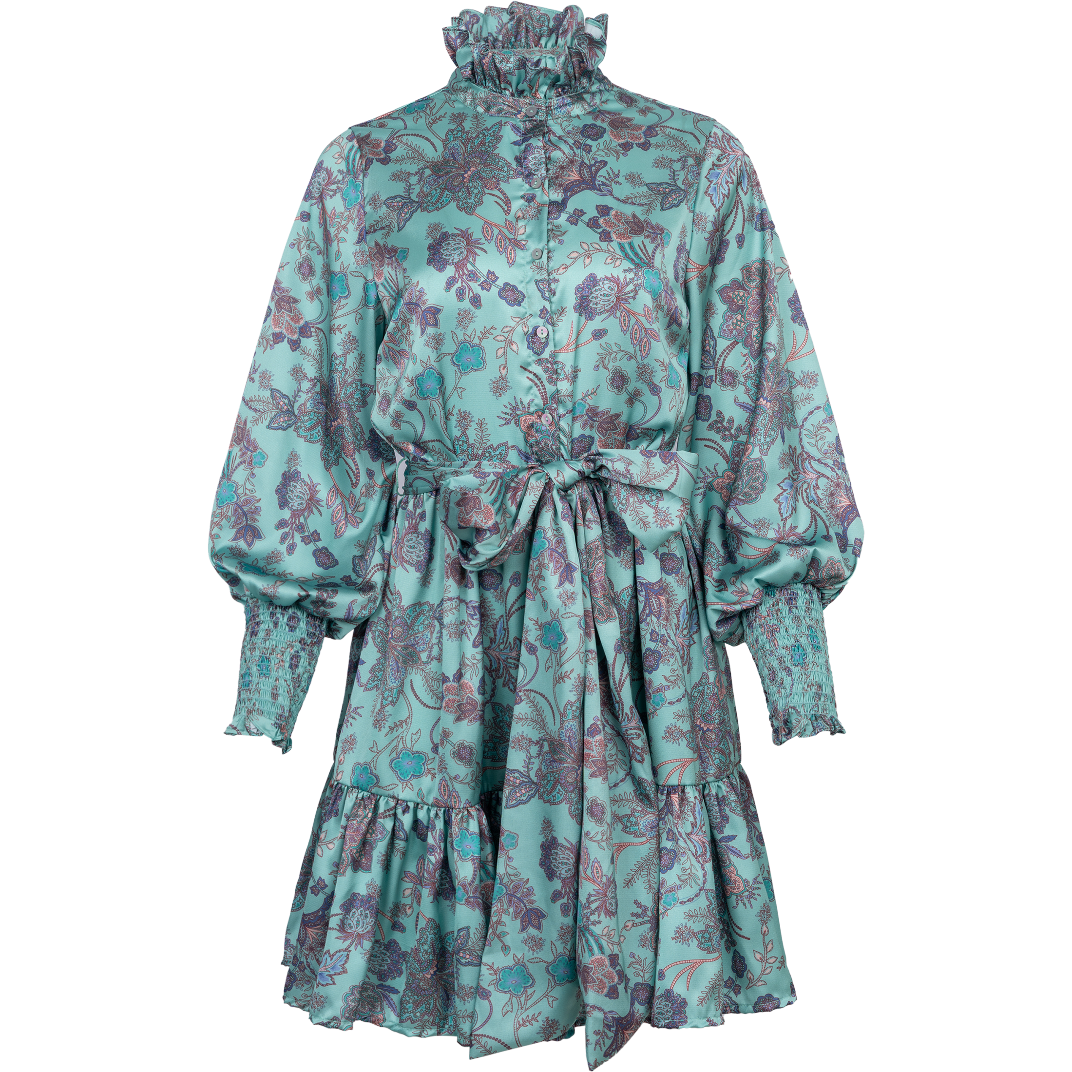 Saga Wide Dress - Green Paisley