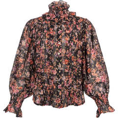 Ynina Golden Flower Blouse - Black