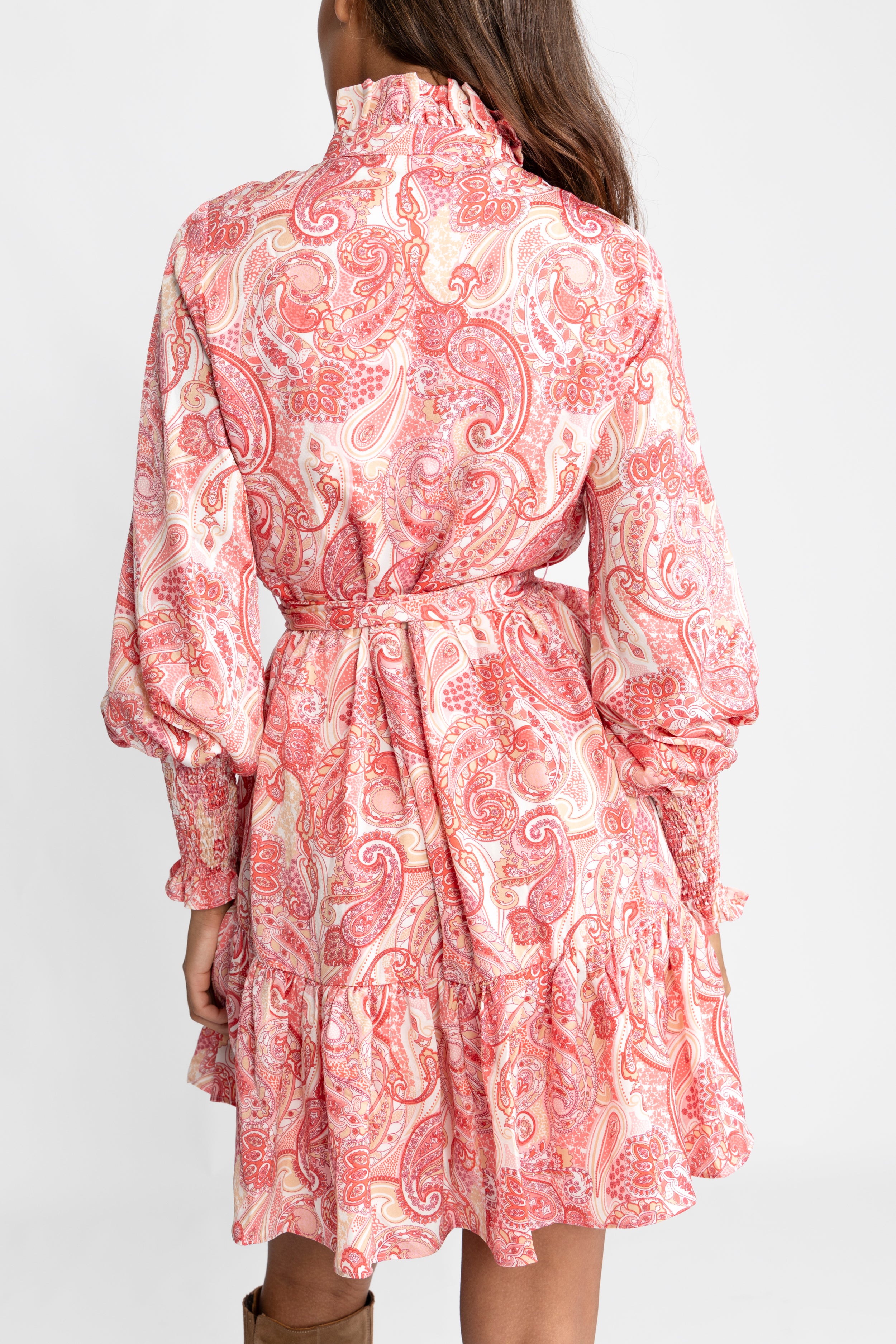 Saga Wide Dress - Coral Paisley
