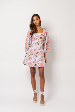 Eva Linen Dress - Pink Peony