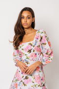 Eva Linen Dress - Pink Peony