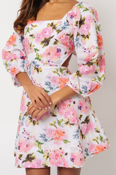 Eva Linen Dress - Pink Peony