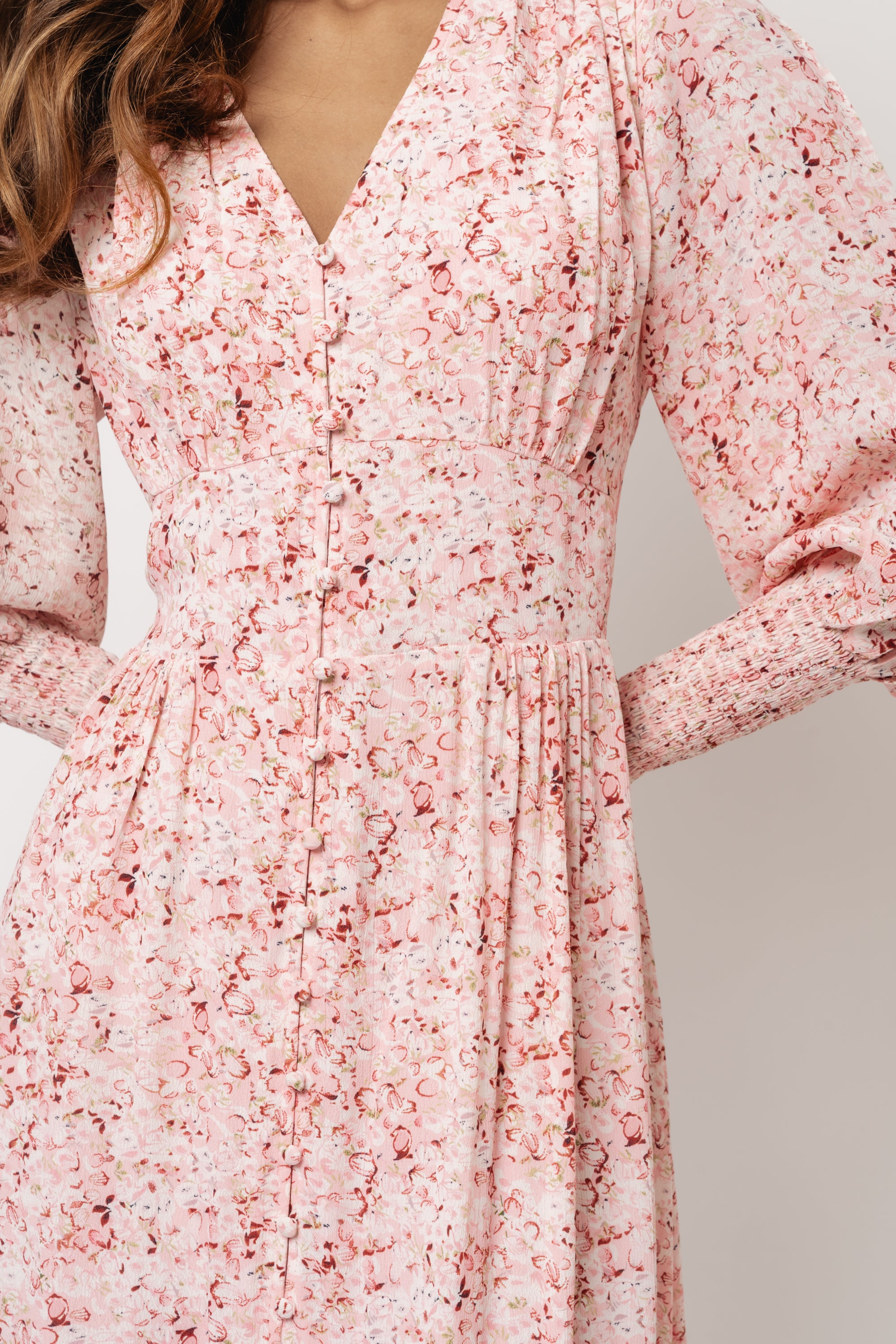 Una Viscose Crepe Dress - Light Pink Floral