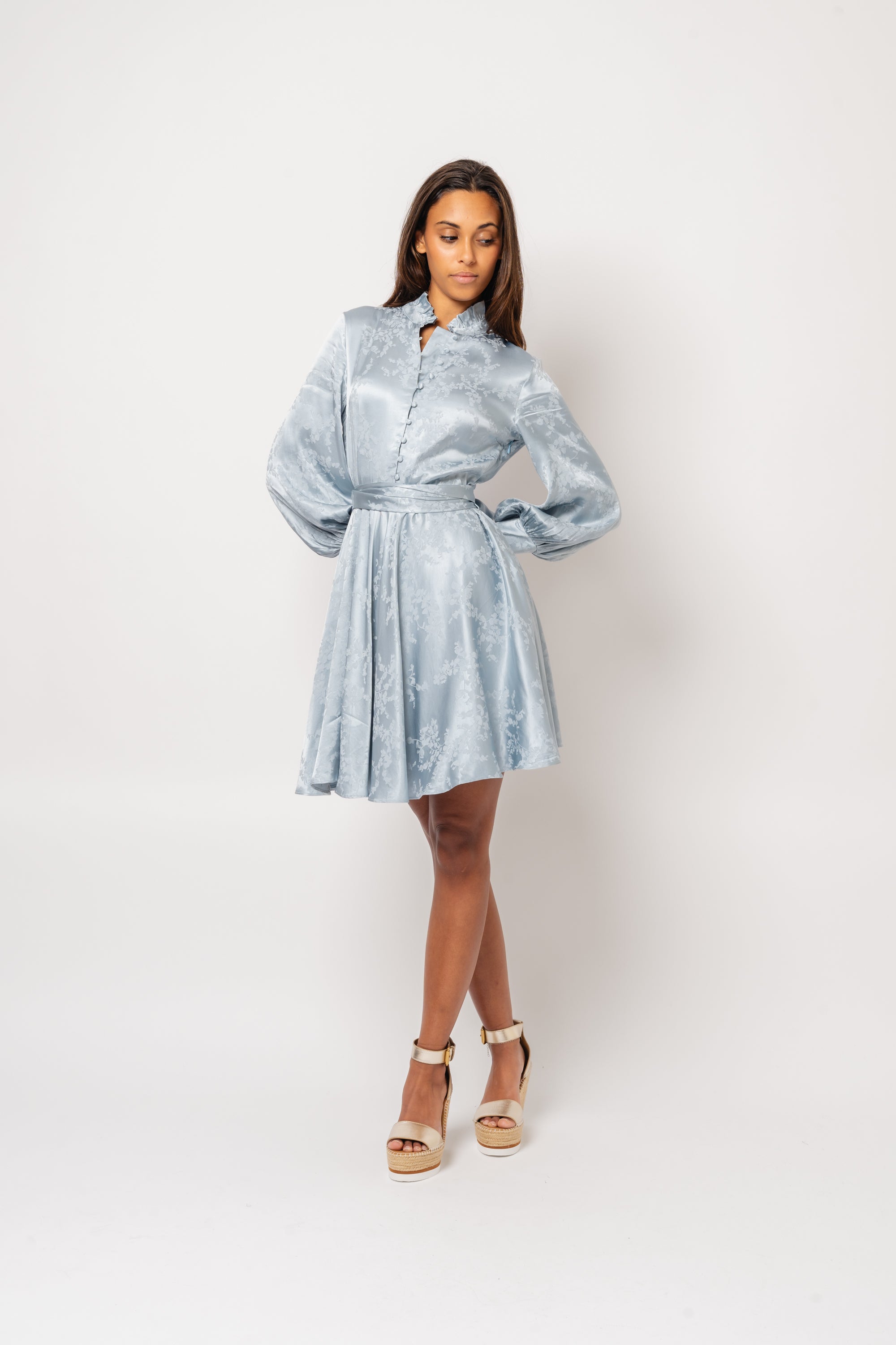 Saga Jacquard Dress - Light Blue