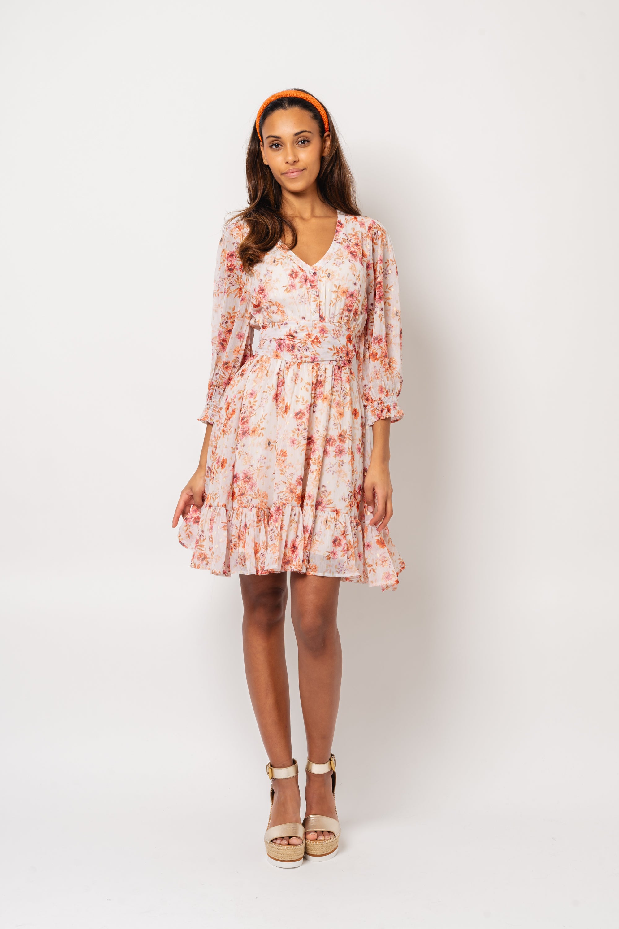 Gyri Golden Flower Short Dress - Indian Summer