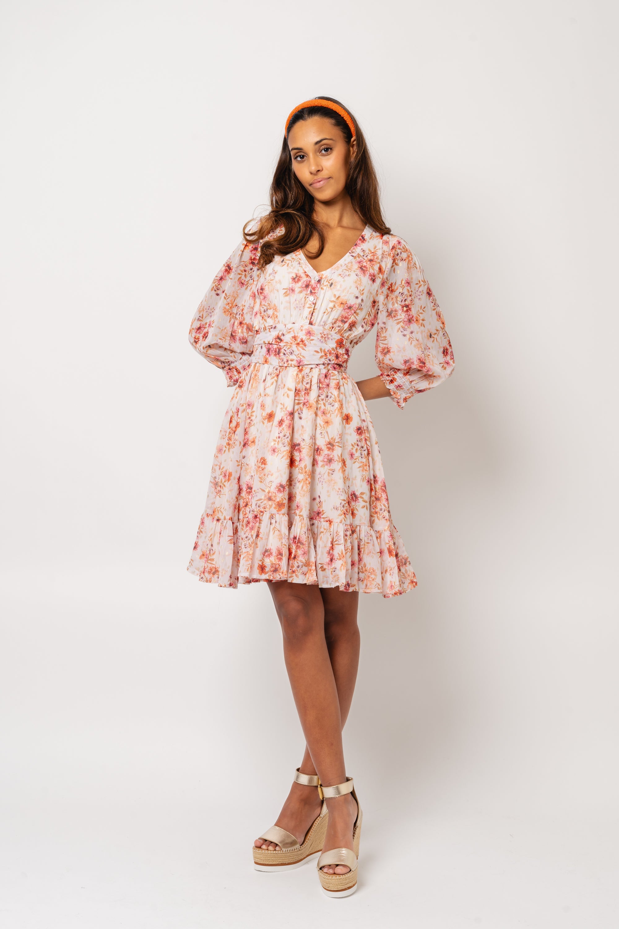 Gyri Golden Flower Short Dress - Indian Summer