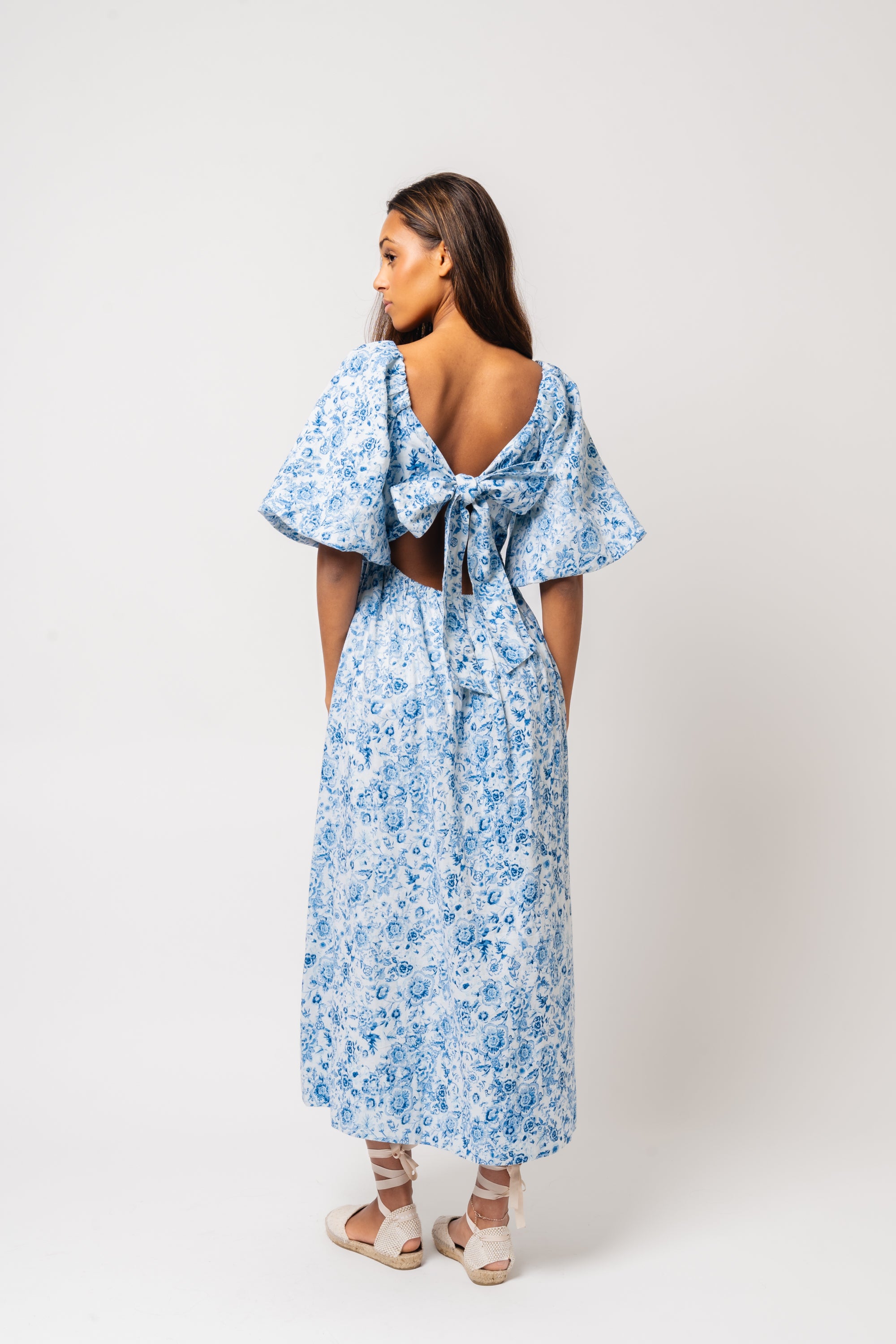 Eva Linen Midi Dress - Blue Glaze