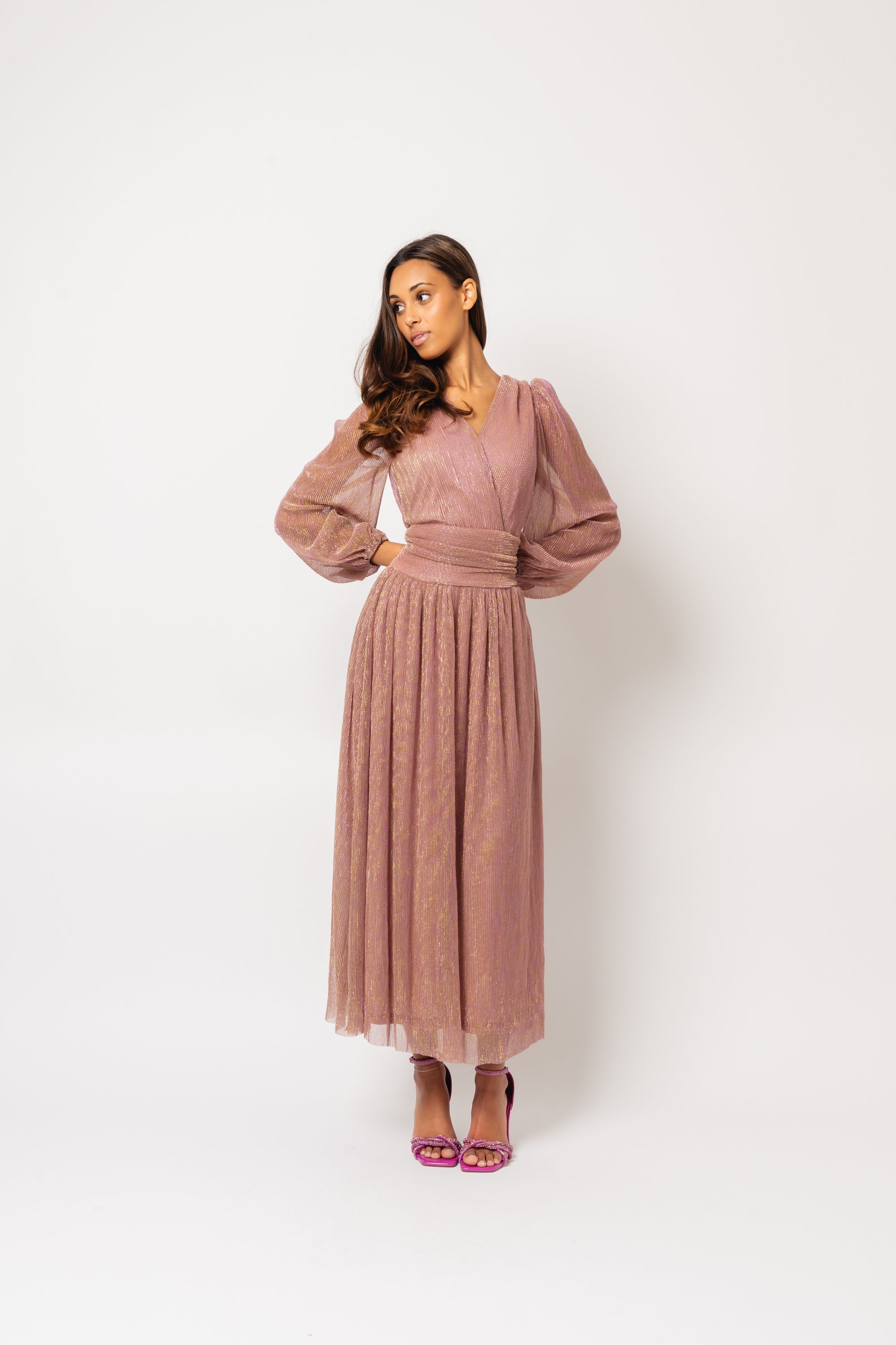 Alva Sparkle Dress - Pink Gold