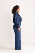Emma Denim Solid Blouse - Blue
