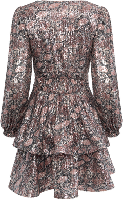Jade Wave Sequins Dress - Pink Silver