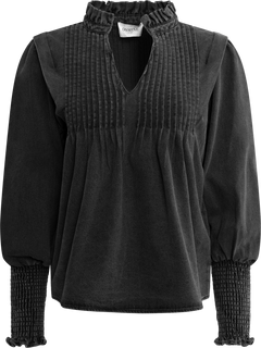 Emma Denim Blouse - Black