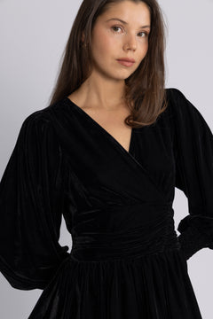 Jade Velvet Solid Dress - Black