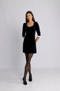 Jean Velvet Mini Dress - Black