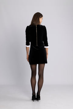 Jean Velvet Mini Dress - Black