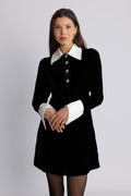 Runa Velvet Mini Dress - Black