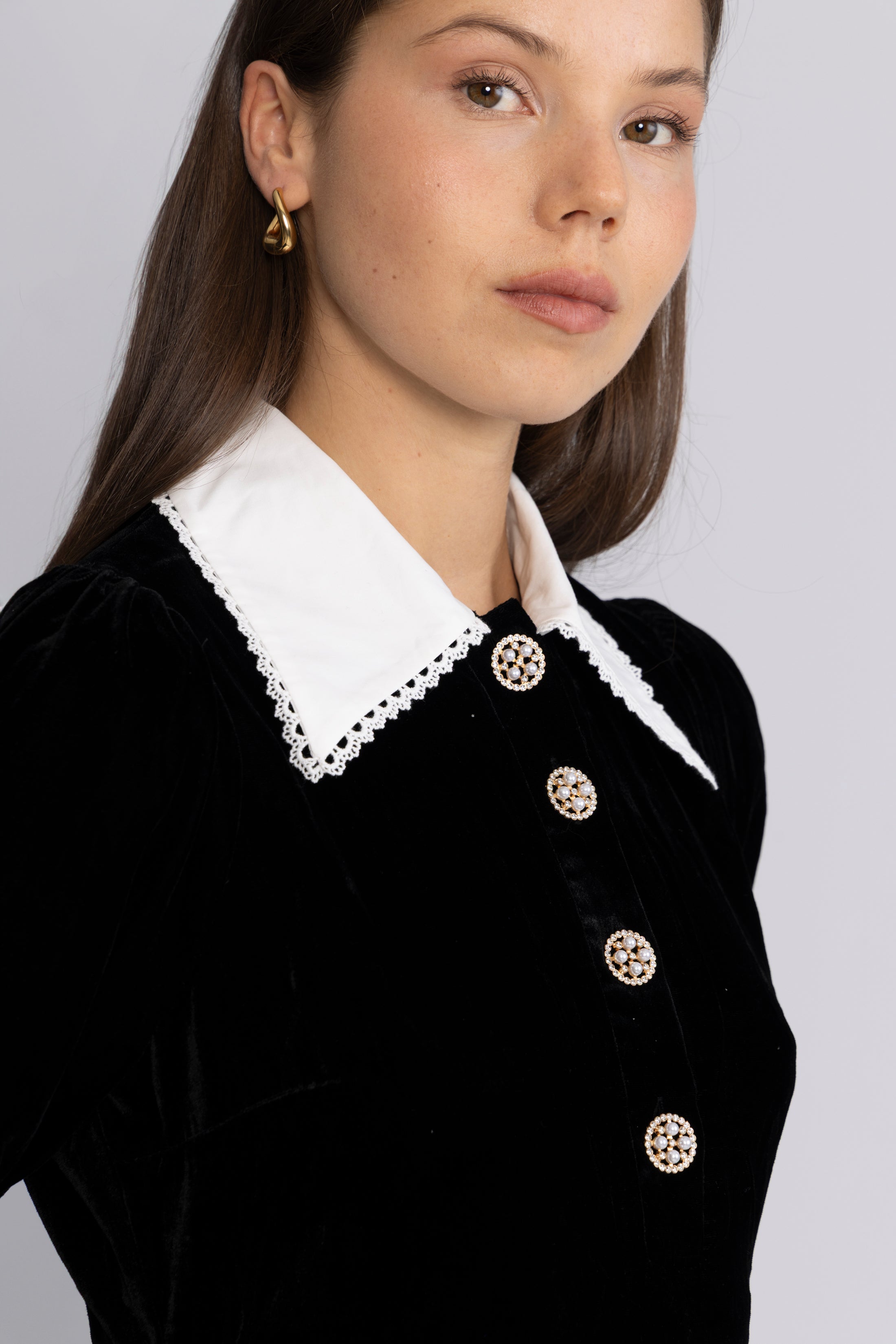 Runa Velvet Mini Dress - Black