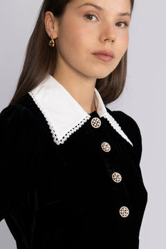 Runa Velvet Mini Dress - Black