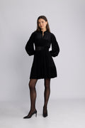 Saga Wide Velvet Leo Dress - Black Leopard