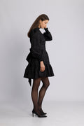 Saga Wide Brocade Dress - Black