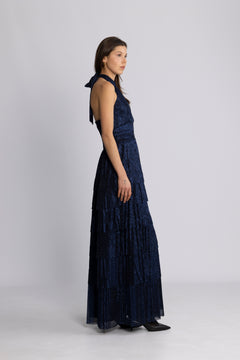 Ingalu Plisse Dress - Navy