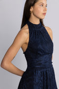 Ingalu Plisse Dress - Navy