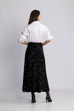 Alva Maxi Sequin Skirt - Black
