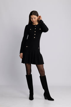 Gerda Crochet Mini Dress - Black