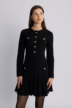 Gerda Crochet Mini Dress - Black