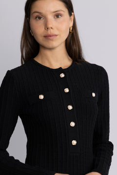 Gerda Crochet Mini Dress - Black