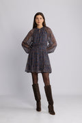 Raina Chiffon Dress - Blue Paisley