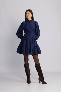 Liv Cord Solid B Dress - Blue