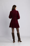 Liv Cord Solid Dress - Wine