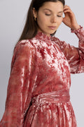 Saga Wide Velvet Flower Dress - Pink Flower