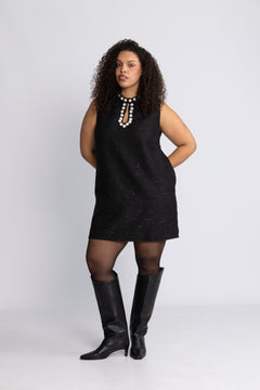 Bolette Boucle Sequins Dress - Black