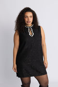 Bolette Boucle Sequins Dress - Black