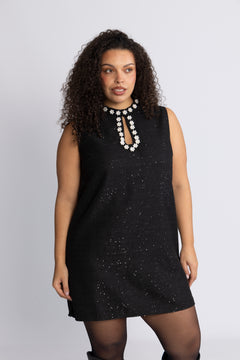 Bolette Boucle Sequins Dress - Black