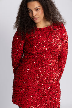 Sally Sequins Mini Dress - Red