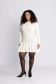Gerda Crochet Mini Dress - Creme