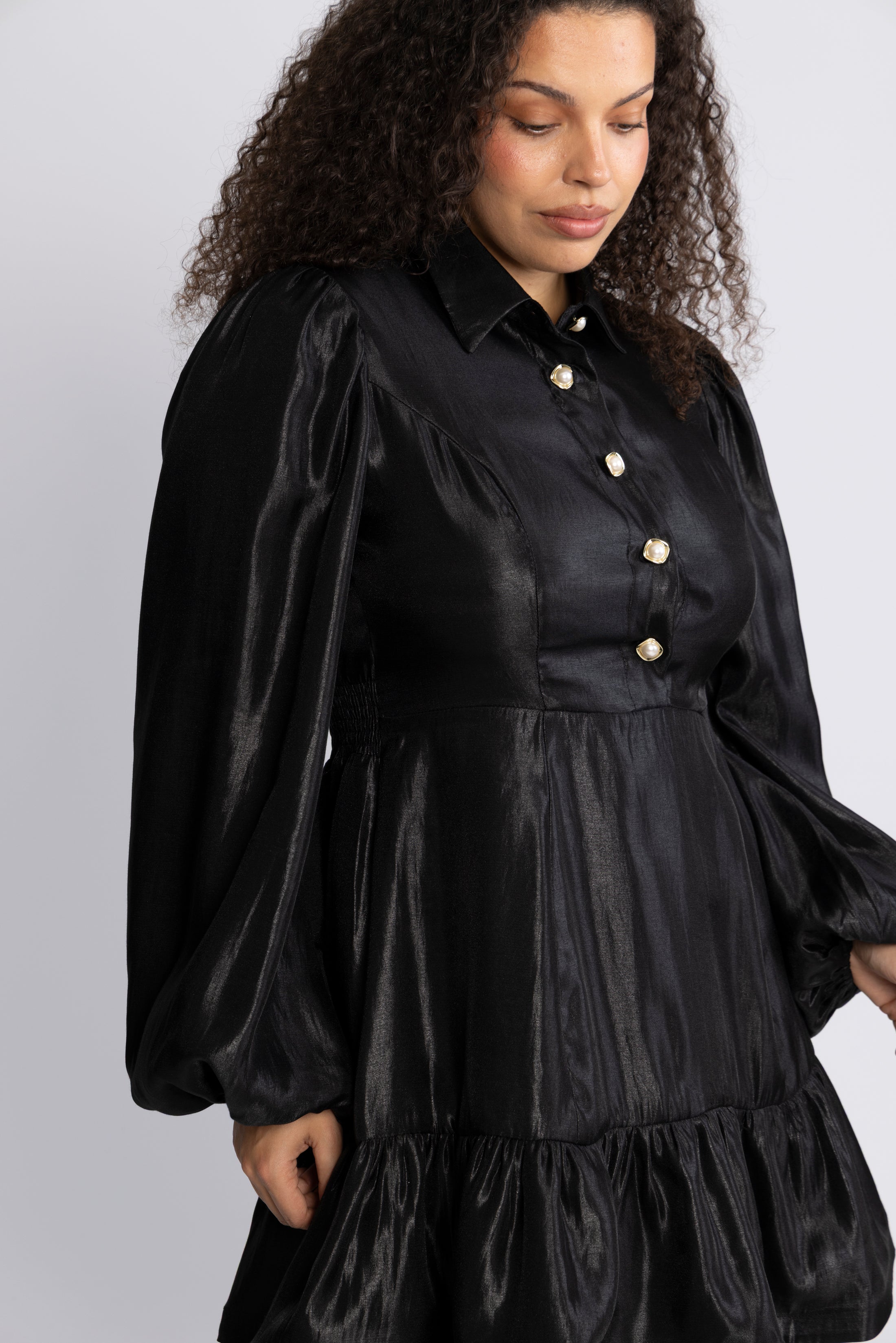 Mandy Organza Mini Dress - Black