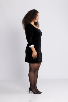 Jean Velvet Mini Dress - Black