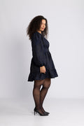 Svanhild Brocade Floral Dress - Dark Navy