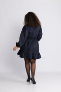 Svanhild Brocade Floral Dress - Dark Navy
